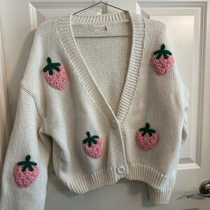 Dreamers Cream Cardigan with Pink and Green Embellishments